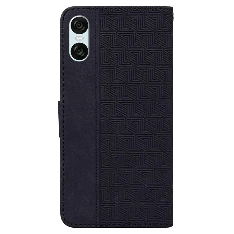 For Sony Xperia 5 VI Case Imprinted Geometry PU Leather Wrist Strap Phone Cover