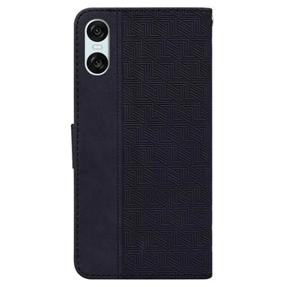 For Sony Xperia 5 VI Case Imprinted Geometry PU Leather Wrist Strap Phone Cover