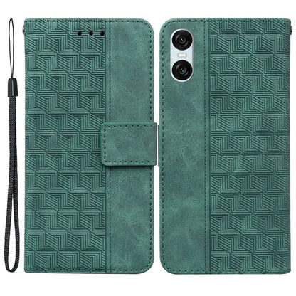 For Sony Xperia 5 VI Case Imprinted Geometry PU Leather Wrist Strap Phone Cover
