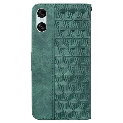 For Sony Xperia 5 VI Case Imprinted Geometry PU Leather Wrist Strap Phone Cover
