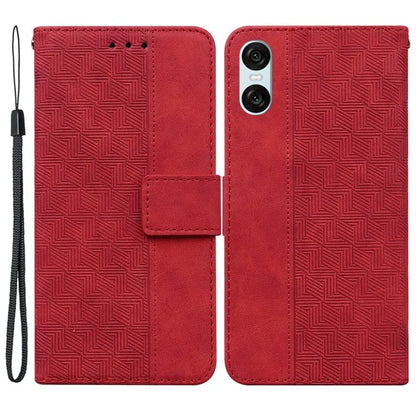 For Sony Xperia 5 VI Case Imprinted Geometry PU Leather Wrist Strap Phone Cover