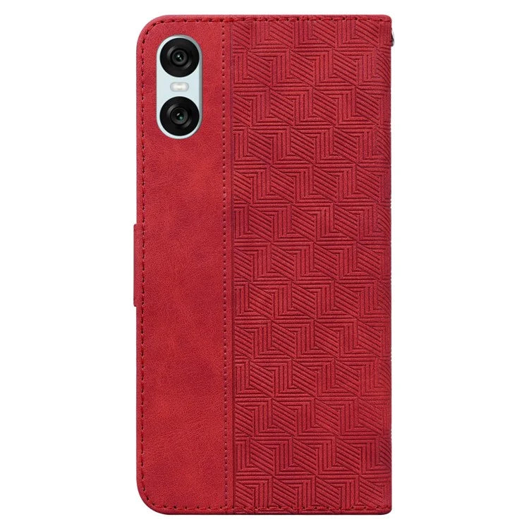 For Sony Xperia 5 VI Case Imprinted Geometry PU Leather Wrist Strap Phone Cover