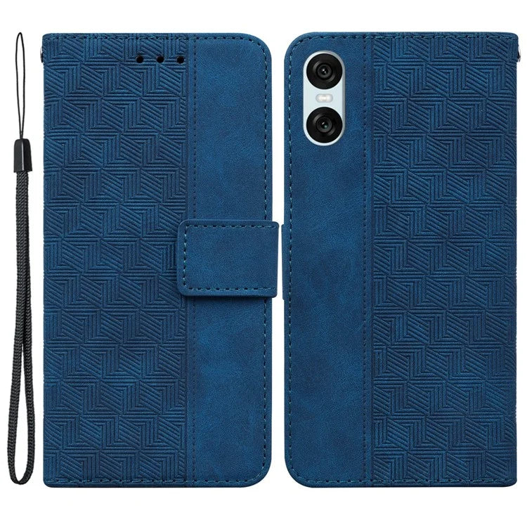 For Sony Xperia 5 VI Case Imprinted Geometry PU Leather Wrist Strap Phone Cover