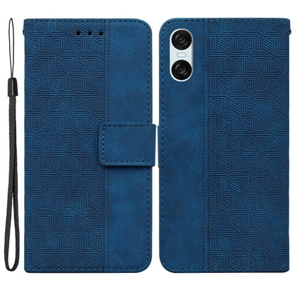 For Sony Xperia 5 VI Case Imprinted Geometry PU Leather Wrist Strap Phone Cover