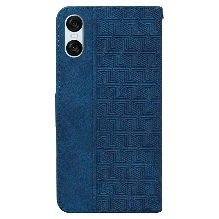 For Sony Xperia 5 VI Case Imprinted Geometry PU Leather Wrist Strap Phone Cover