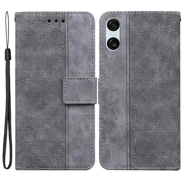 For Sony Xperia 5 VI Case Imprinted Geometry PU Leather Wrist Strap Phone Cover