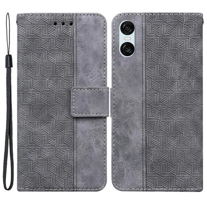 For Sony Xperia 5 VI Case Imprinted Geometry PU Leather Wrist Strap Phone Cover