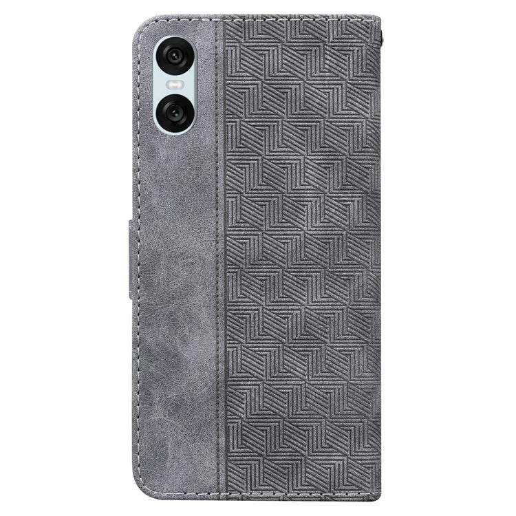 For Sony Xperia 5 VI Case Imprinted Geometry PU Leather Wrist Strap Phone Cover