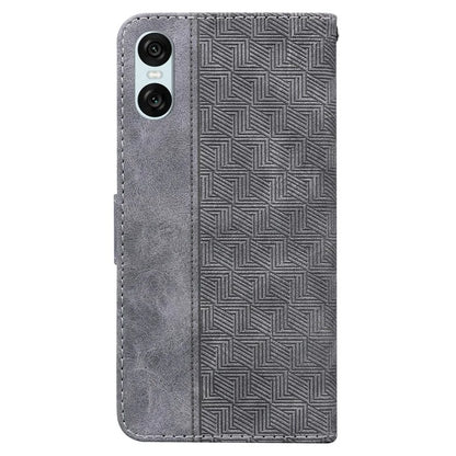 For Sony Xperia 5 VI Case Imprinted Geometry PU Leather Wrist Strap Phone Cover