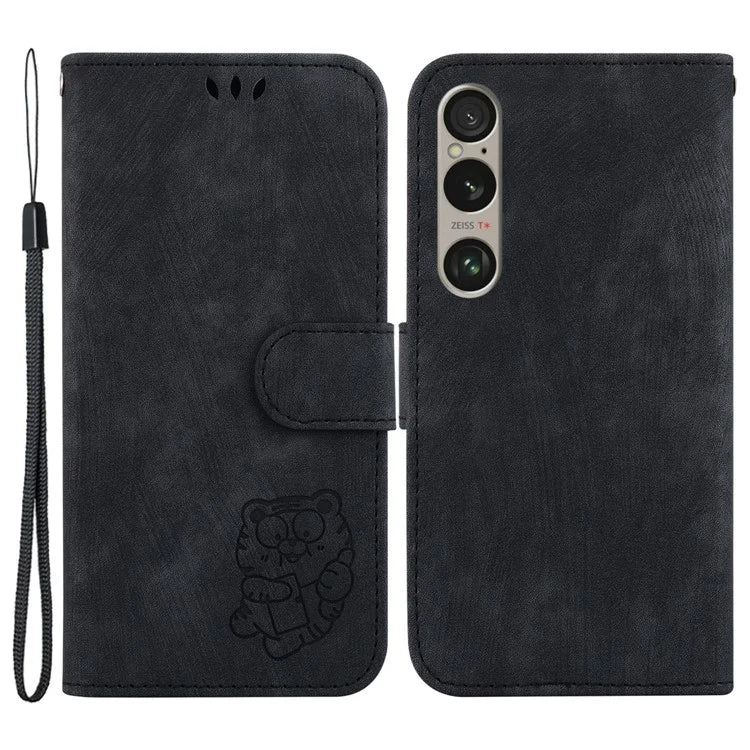 For Sony Xperia 1 VI Leather Case Cute Tiger Pattern Wallet Stand Phone Cover