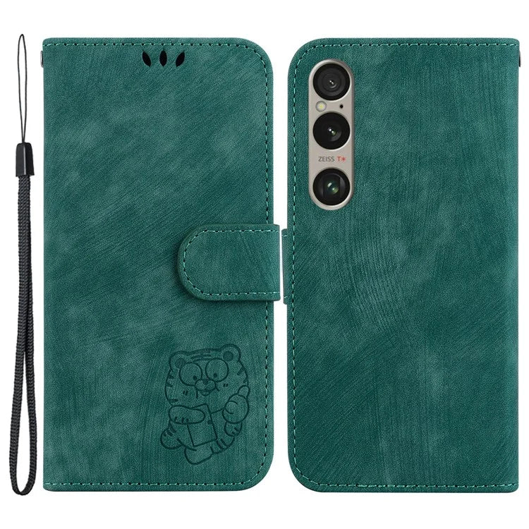 For Sony Xperia 1 VI Leather Case Cute Tiger Pattern Wallet Stand Phone Cover