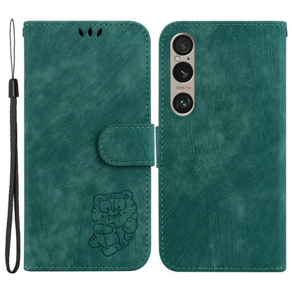 For Sony Xperia 1 VI Leather Case Cute Tiger Pattern Wallet Stand Phone Cover