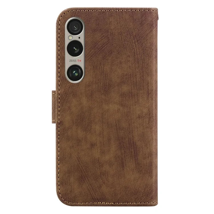 For Sony Xperia 1 VI Leather Case Cute Tiger Pattern Wallet Stand Phone Cover