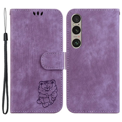 For Sony Xperia 1 VI Leather Case Cute Tiger Pattern Wallet Stand Phone Cover