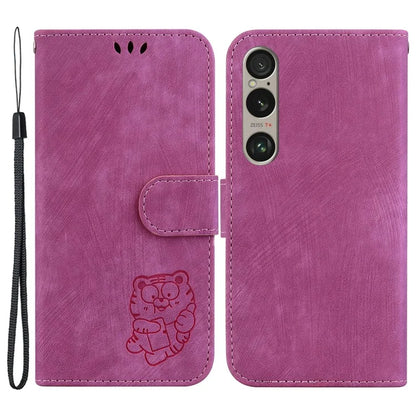 For Sony Xperia 1 VI Leather Case Cute Tiger Pattern Wallet Stand Phone Cover