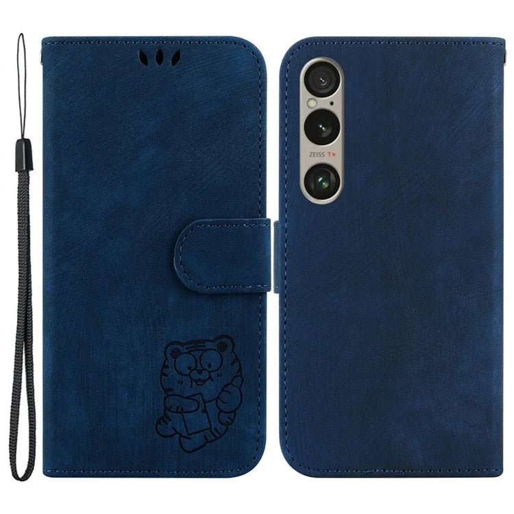 For Sony Xperia 1 VI Leather Case Cute Tiger Pattern Wallet Stand Phone Cover