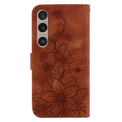 For Sony Xperia 1 VI Case Stand Flower Imprint PU Leather Flip Phone Cover