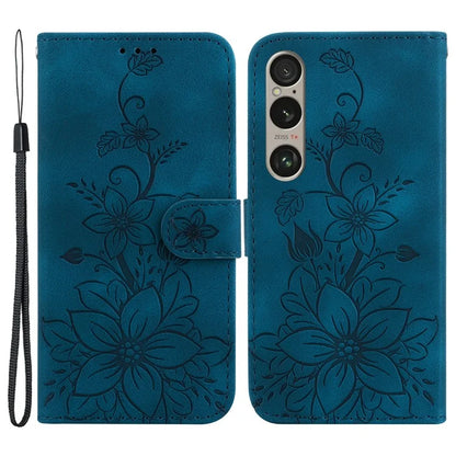 For Sony Xperia 1 VI Case Stand Flower Imprint PU Leather Flip Phone Cover