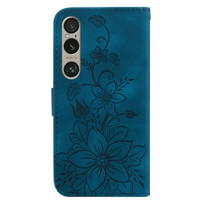 For Sony Xperia 1 VI Case Stand Flower Imprint PU Leather Flip Phone Cover