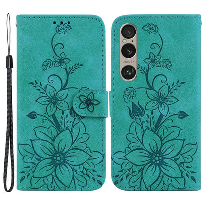 For Sony Xperia 1 VI Case Stand Flower Imprint PU Leather Flip Phone Cover