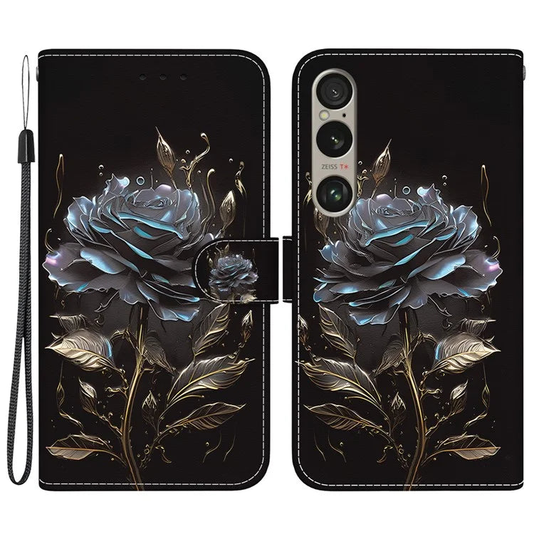 For Sony Xperia 1 VI Case Cash Compartment PU Leather Pattern Phone Cover