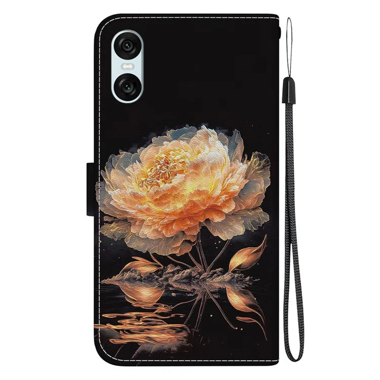 For Sony Xperia 10 VI Case Wallet Phone Leather Cover with Strap Pattern Printing