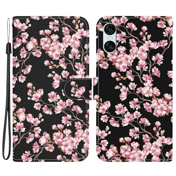 For Sony Xperia 10 VI Case Wallet Phone Leather Cover with Strap Pattern Printing
