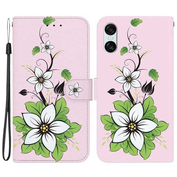 For Sony Xperia 10 VI Case Wallet Phone Leather Cover with Strap Pattern Printing