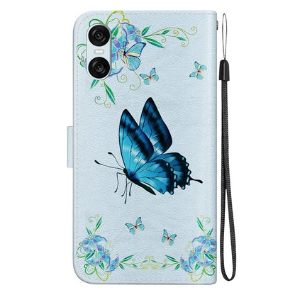 For Sony Xperia 10 VI Case Wallet Phone Leather Cover with Strap Pattern Printing