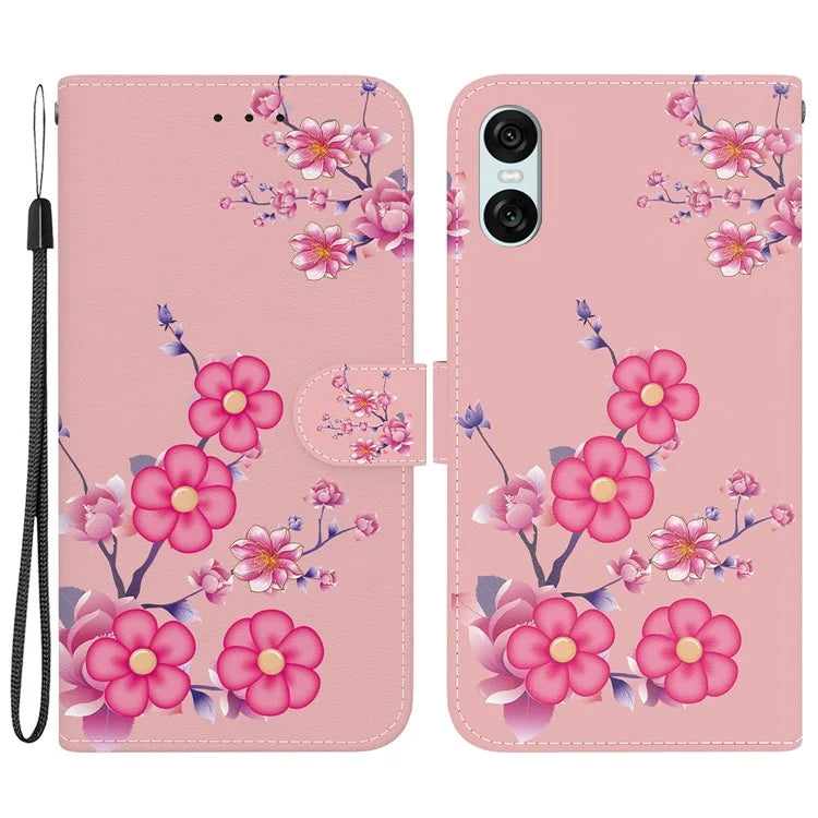 For Sony Xperia 10 VI Case Wallet Phone Leather Cover with Strap Pattern Printing