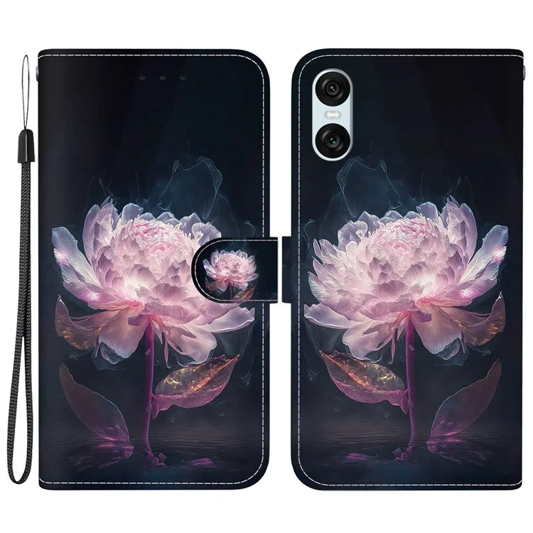 For Sony Xperia 10 VI Case Wallet Phone Leather Cover with Strap Pattern Printing
