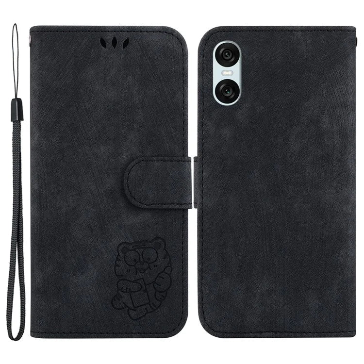 For Sony Xperia 10 VI Leather Case Phone Wallet Cover Cute Tiger Pattern
