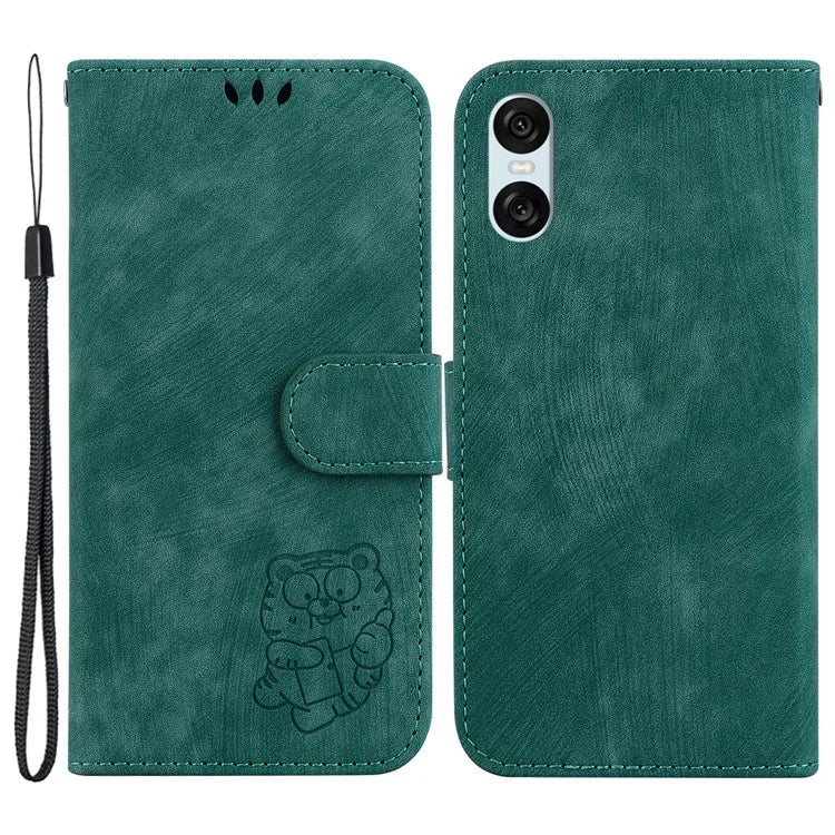 For Sony Xperia 10 VI Leather Case Phone Wallet Cover Cute Tiger Pattern