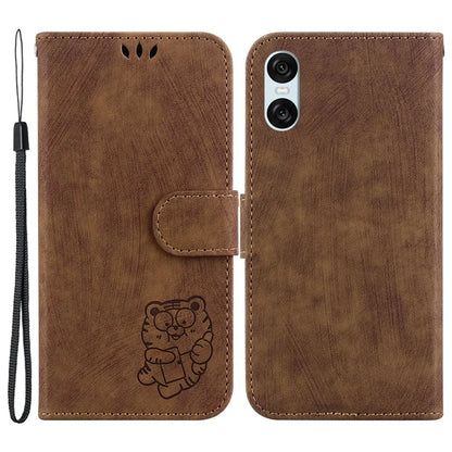 For Sony Xperia 10 VI Leather Case Phone Wallet Cover Cute Tiger Pattern