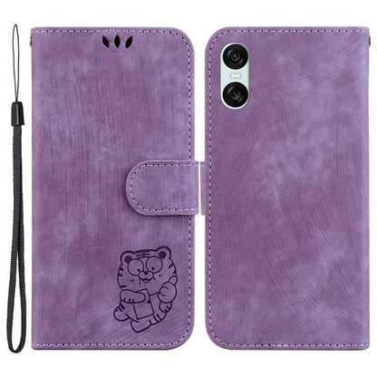 For Sony Xperia 10 VI Leather Case Phone Wallet Cover Cute Tiger Pattern