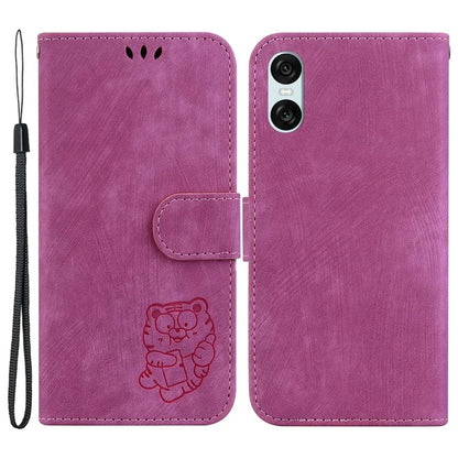 For Sony Xperia 10 VI Leather Case Phone Wallet Cover Cute Tiger Pattern