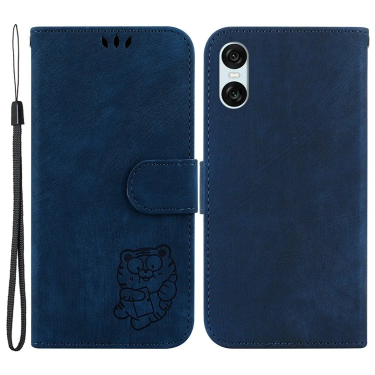 For Sony Xperia 10 VI Leather Case Phone Wallet Cover Cute Tiger Pattern