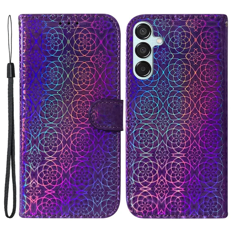 For Samsung Galaxy M15 5G / F15 5G Leather Case Dazzling Flower Phone Cover