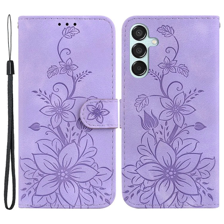 For Samsung Galaxy M15 5G / F15 5G Leather Case Flower Imprinted Phone Cover
