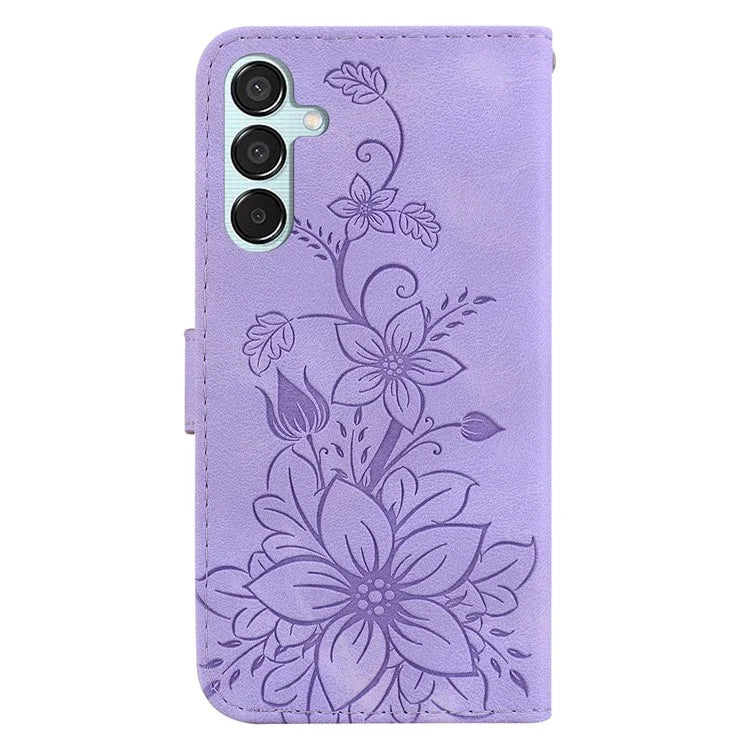 For Samsung Galaxy M15 5G / F15 5G Leather Case Flower Imprinted Phone Cover