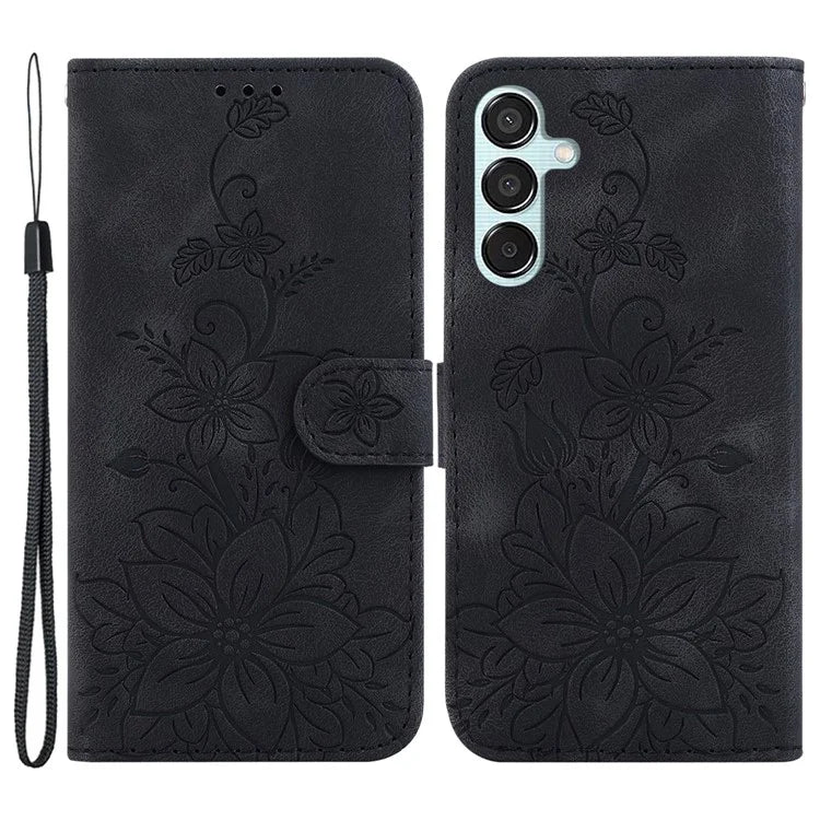 For Samsung Galaxy M15 5G / F15 5G Leather Case Flower Imprinted Phone Cover