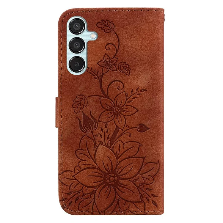 For Samsung Galaxy M15 5G / F15 5G Leather Case Flower Imprinted Phone Cover