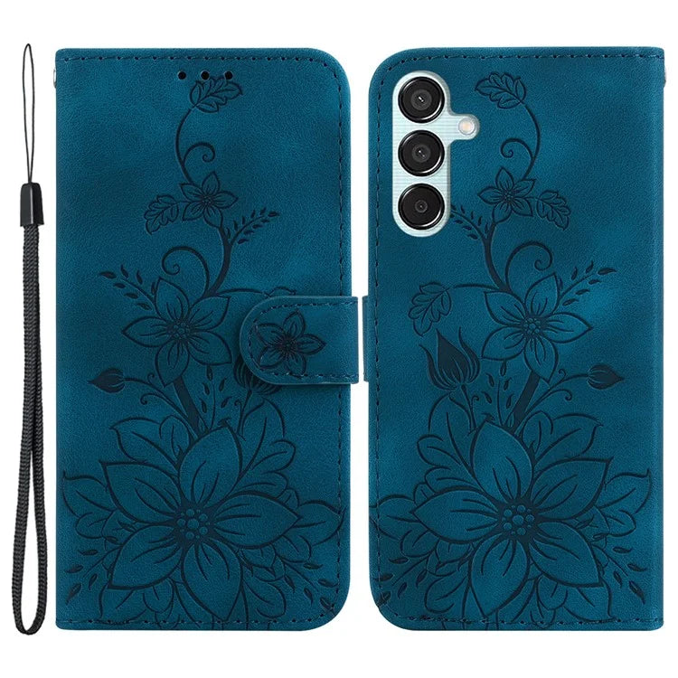 For Samsung Galaxy M15 5G / F15 5G Leather Case Flower Imprinted Phone Cover