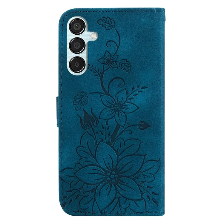 For Samsung Galaxy M15 5G / F15 5G Leather Case Flower Imprinted Phone Cover