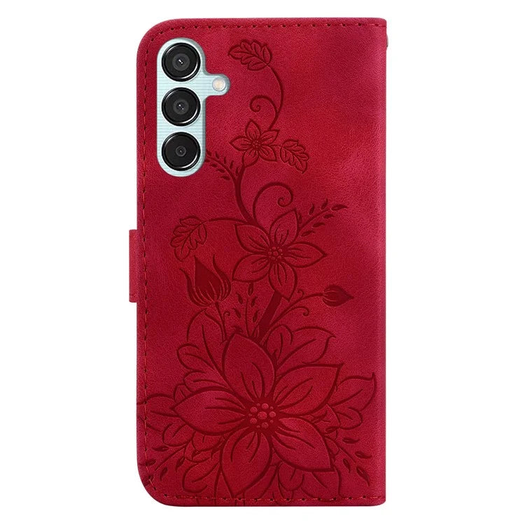 For Samsung Galaxy M15 5G / F15 5G Leather Case Flower Imprinted Phone Cover