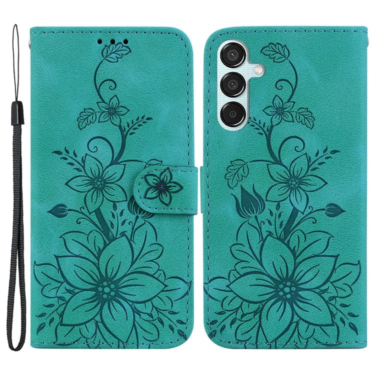 For Samsung Galaxy M15 5G / F15 5G Leather Case Flower Imprinted Phone Cover