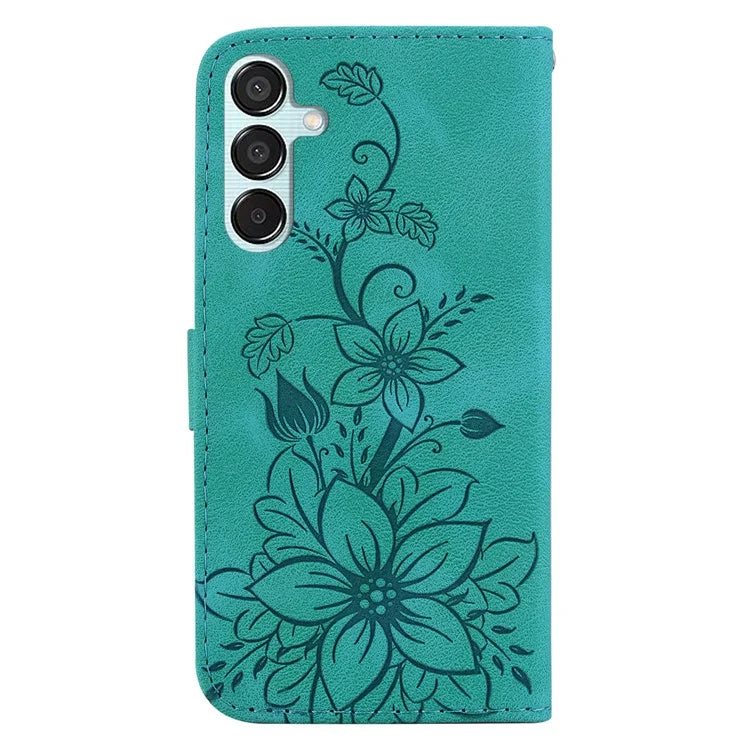 For Samsung Galaxy M15 5G / F15 5G Leather Case Flower Imprinted Phone Cover