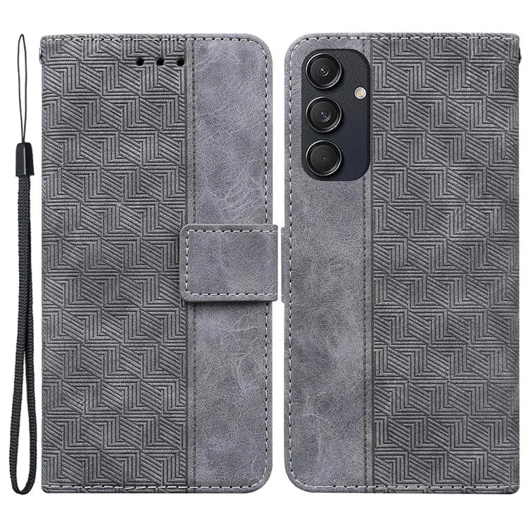 For Samsung Galaxy M55 5G / C55 5G / F55 5G Case Imprinted Geometry PU Leather Protective Cover