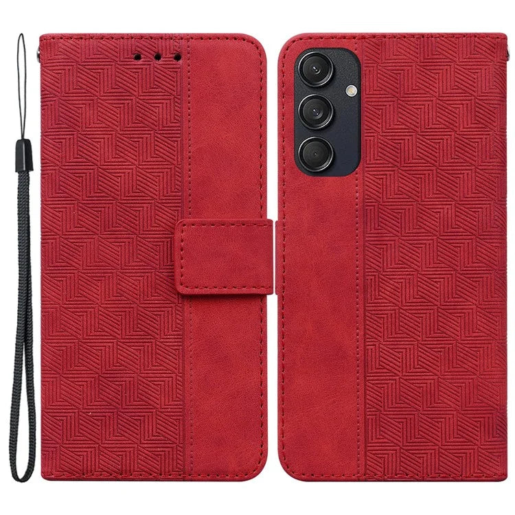 For Samsung Galaxy M55 5G / C55 5G / F55 5G Case Imprinted Geometry PU Leather Protective Cover