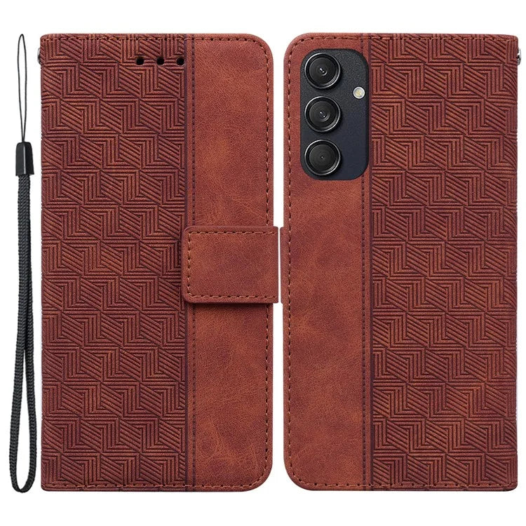 For Samsung Galaxy M55 5G / C55 5G / F55 5G Case Imprinted Geometry PU Leather Protective Cover
